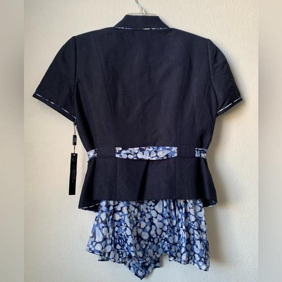 NWT Tahari ASL 2Piece Skirt Suit Short Sleeve Belted Jacket Pleated Flare Skirt - Picture 2 of 12